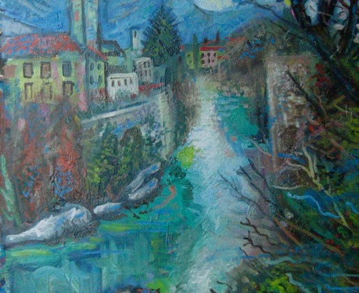 Cividale del Friuli,view on the Natisone,2011,oil on canvas,cm 70 x 90 copy