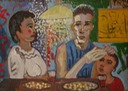 Eating pizza,2001,oil on  cardboard,50 x 70 cm copy