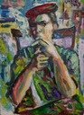 Mrs Marina smoking ,oil on canvas,cm.35 x 45,2008 copy