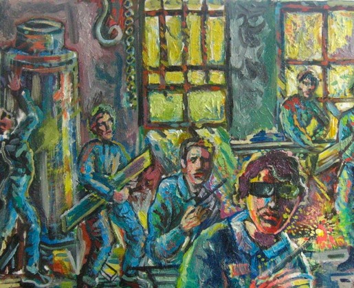 Officina Metal Workshop,cm. 100 x 70,oil on canvas,2009 copy