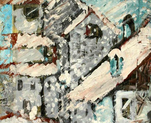Rigolato sotto la neve,olio su tela,cm.30 x 40, 2001 copy